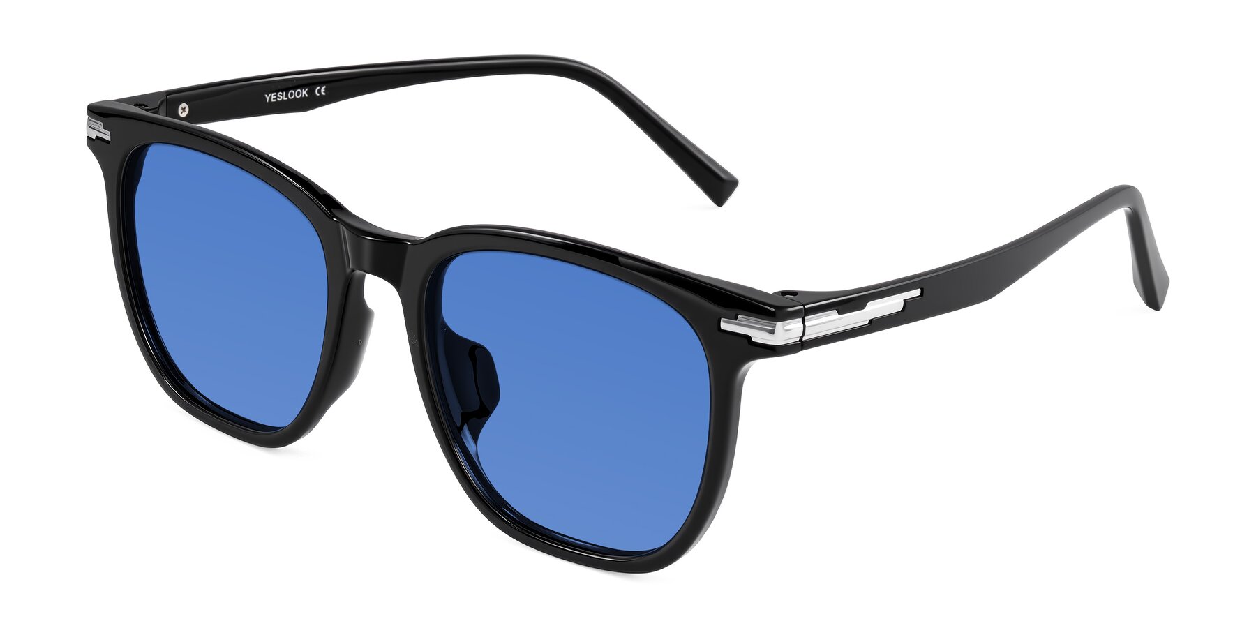 Angle of Velek in Black with Blue Tinted Lenses