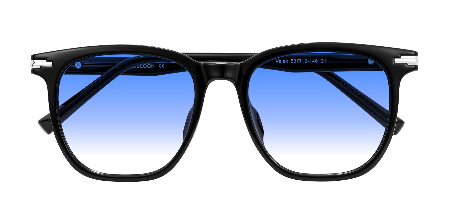 Folded Front of Velek in Black with Blue Gradient Lenses