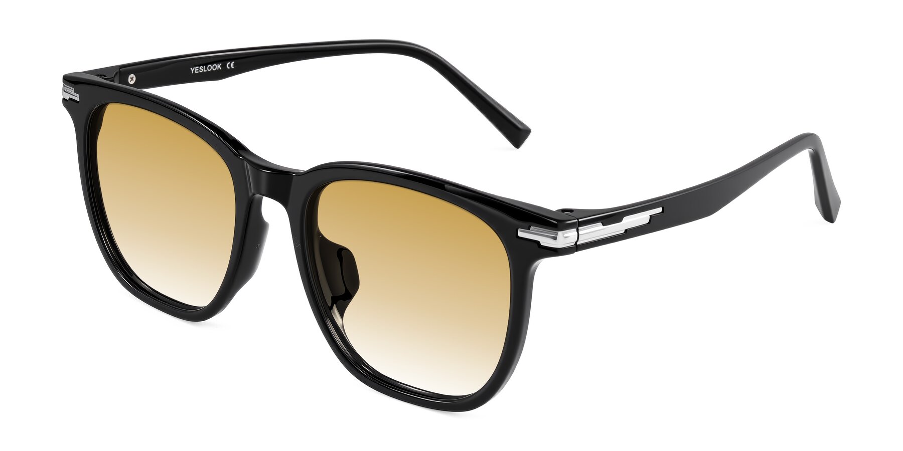 Angle of Velek in Black with Champagne Gradient Lenses
