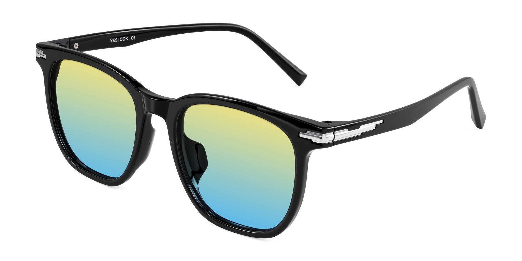 Angle of Velek in Black with Yellow / Blue Gradient Lenses