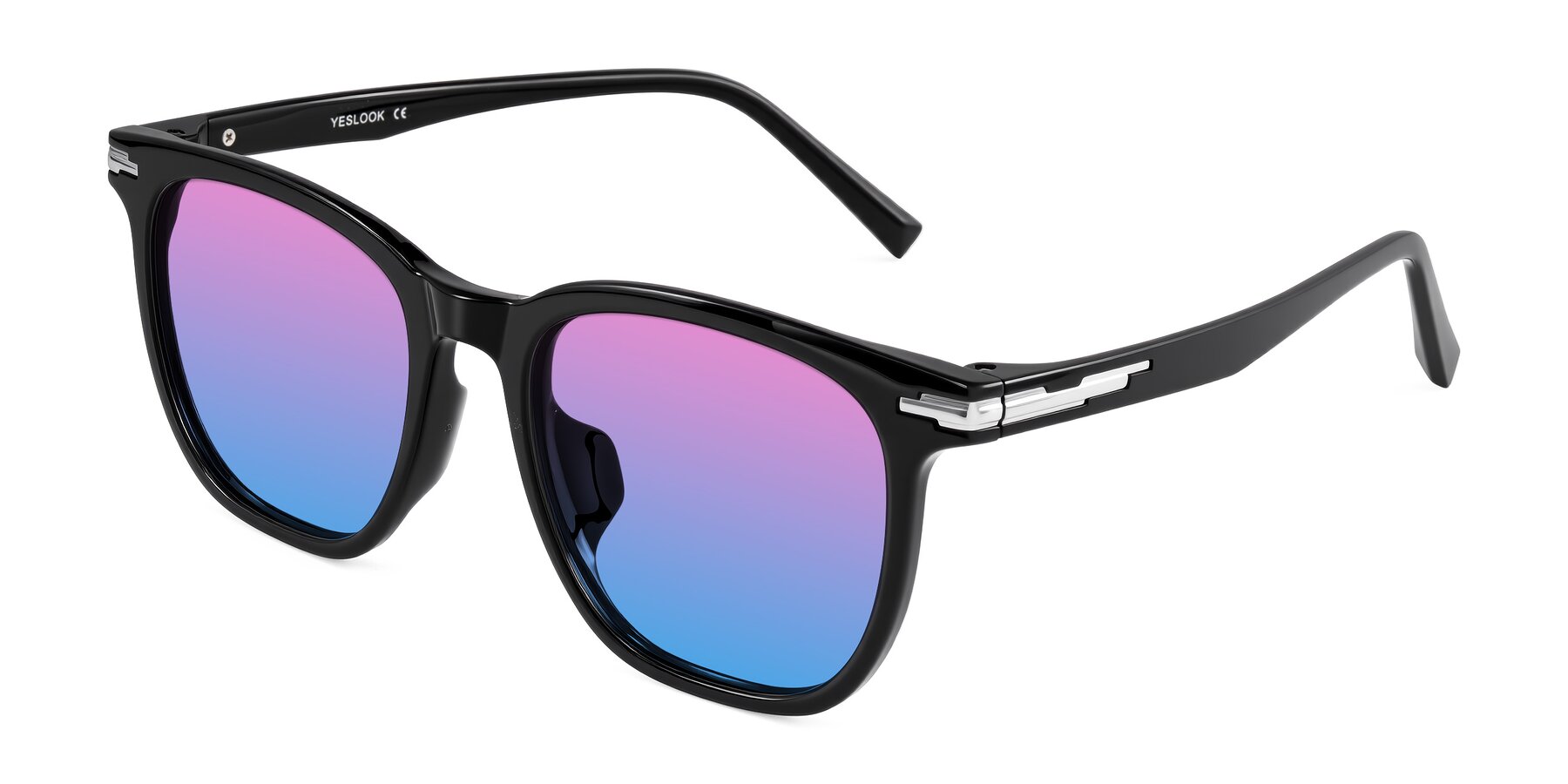 Angle of Velek in Black with Pink / Blue Gradient Lenses