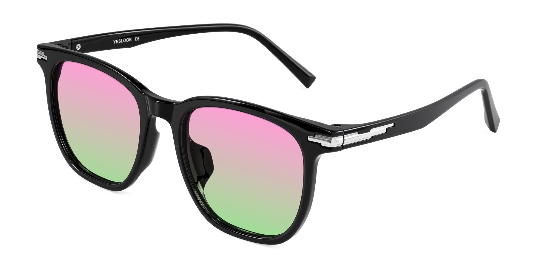 Angle of Velek in Black with Pink / Green Gradient Lenses