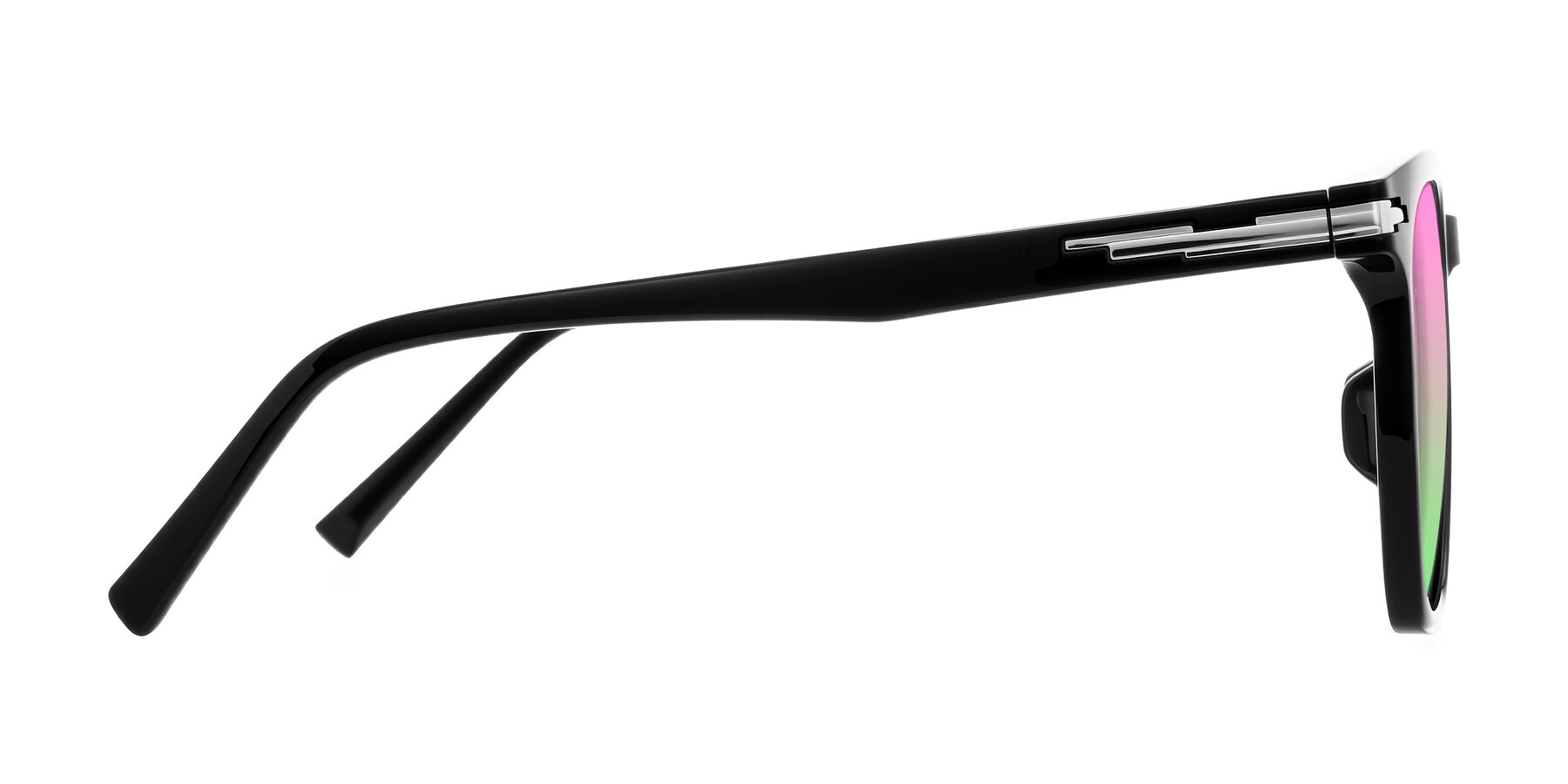 Side of Velek in Black with Pink / Green Gradient Lenses