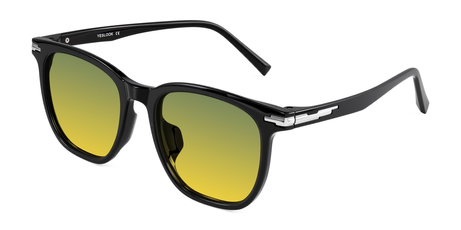 Angle of Velek in Black with Green / Yellow Gradient Lenses