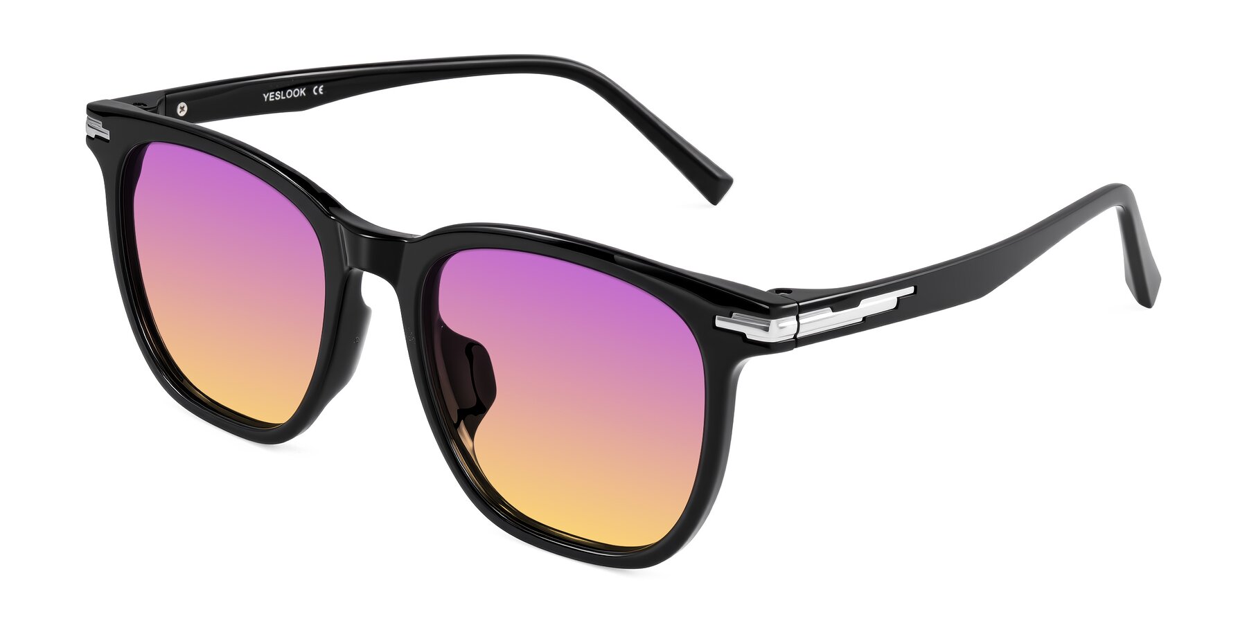 Angle of Velek in Black with Purple / Yellow Gradient Lenses
