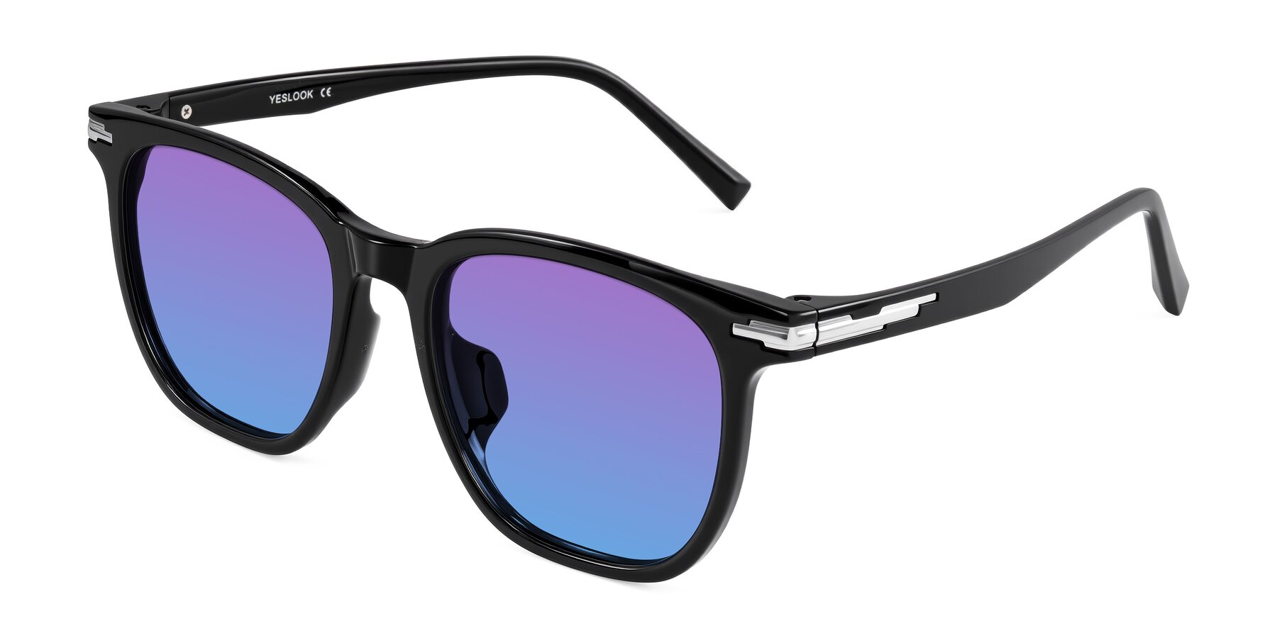 Angle of Velek in Black with Purple / Blue Gradient Lenses
