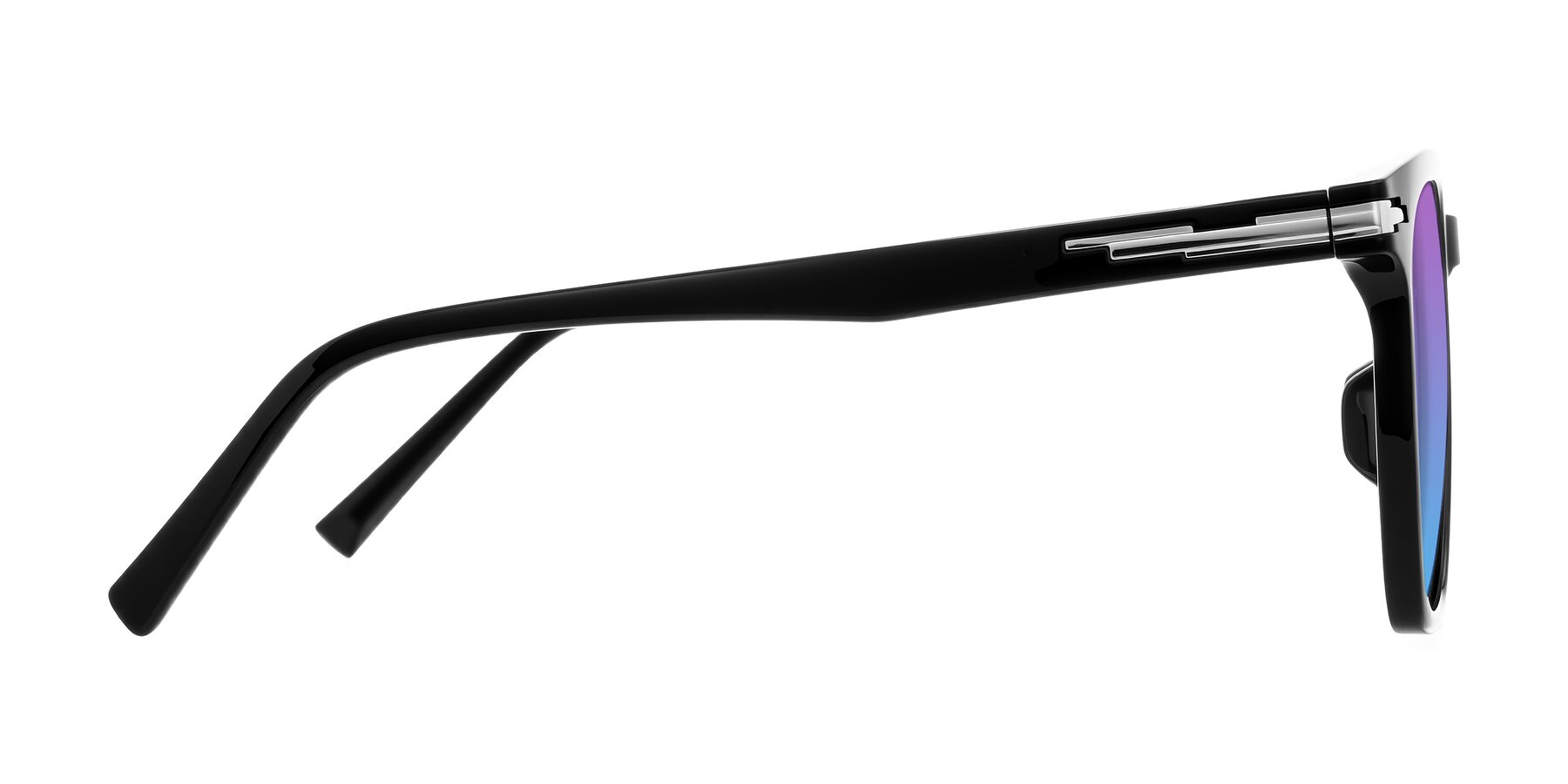 Side of Velek in Black with Purple / Blue Gradient Lenses