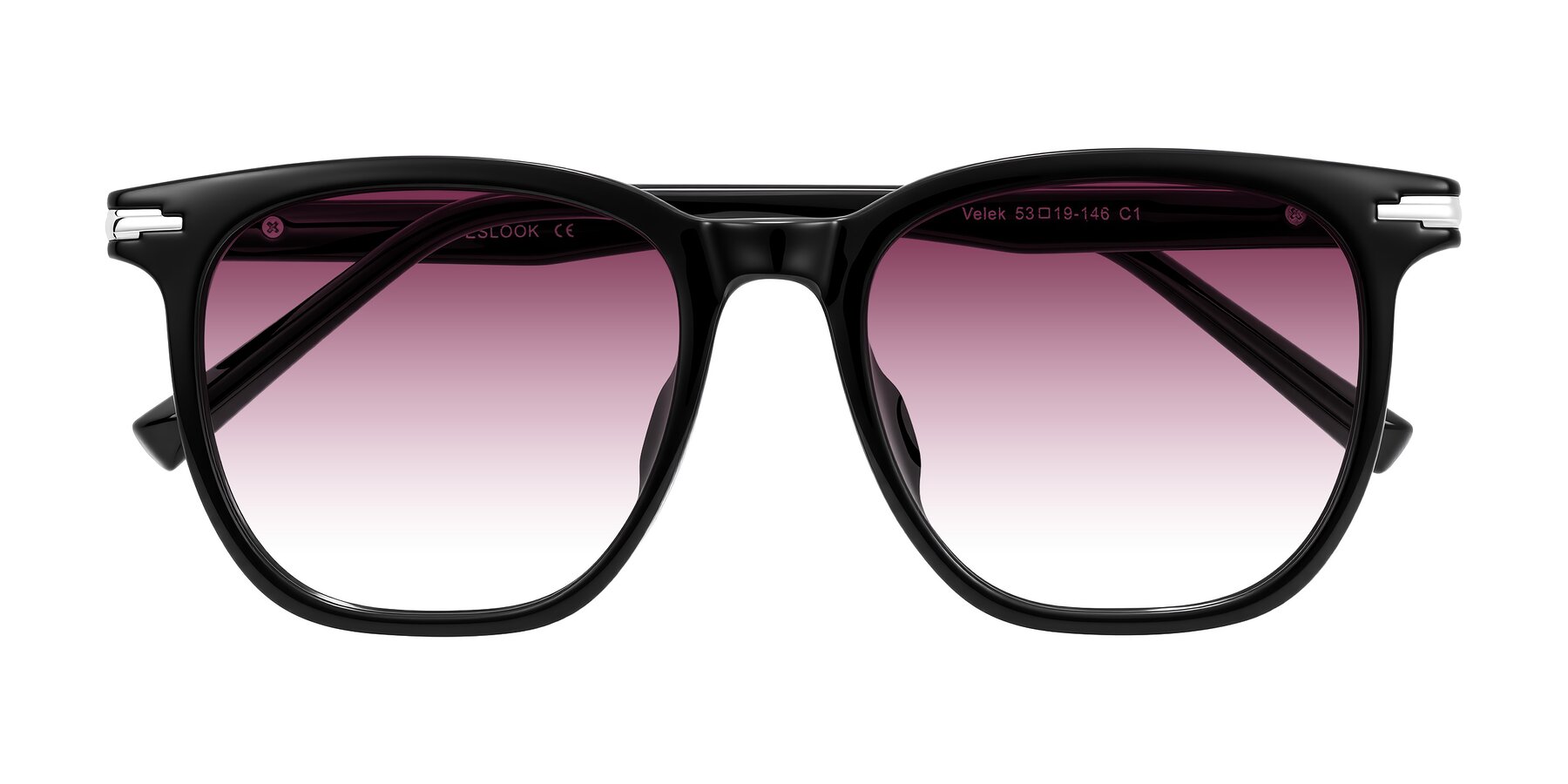 Folded Front of Velek in Black with Wine Gradient Lenses