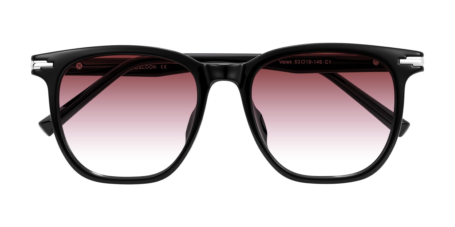 Folded Front of Velek in Black with Garnet Gradient Lenses