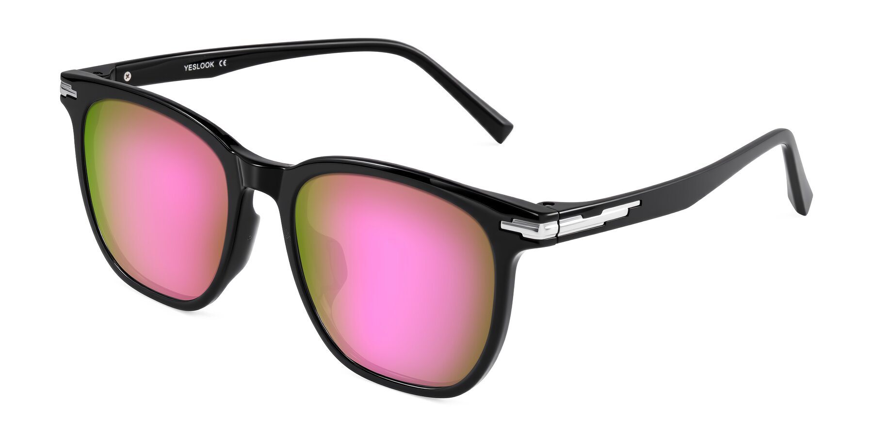 Angle of Velek in Black with Pink Mirrored Lenses