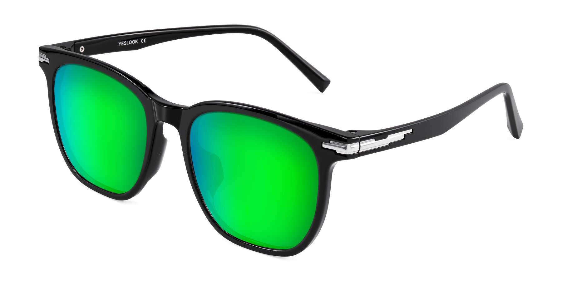 Angle of Velek in Black with Green Mirrored Lenses