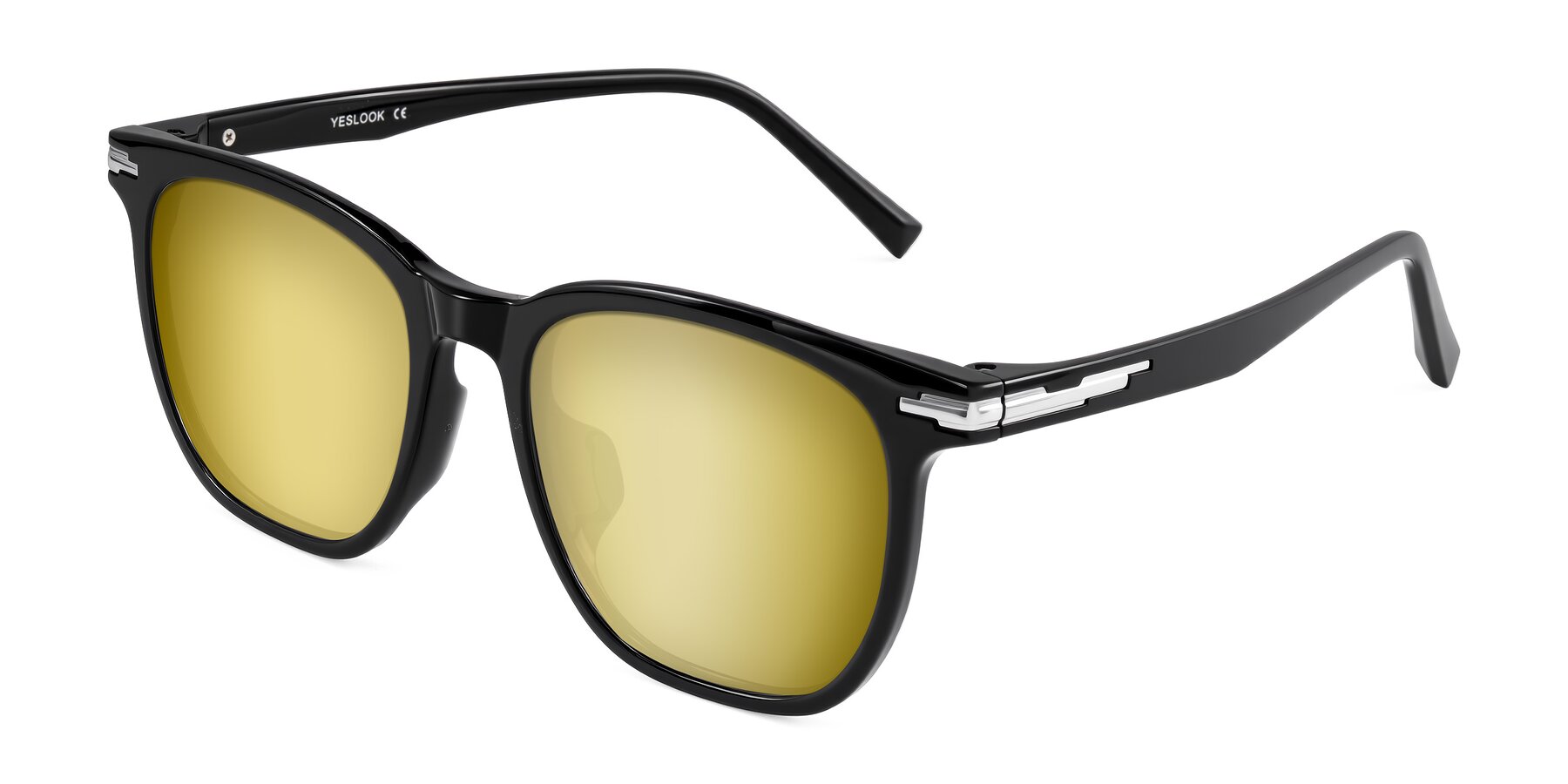 Angle of Velek in Black with Gold Mirrored Lenses