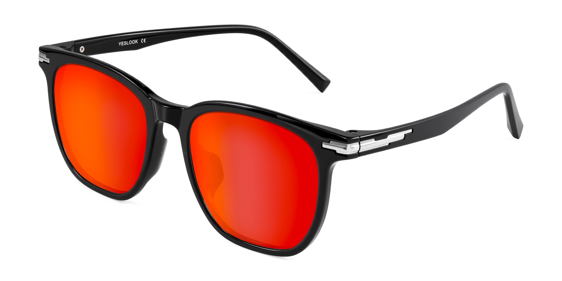 Angle of Velek in Black with Red Gold Mirrored Lenses