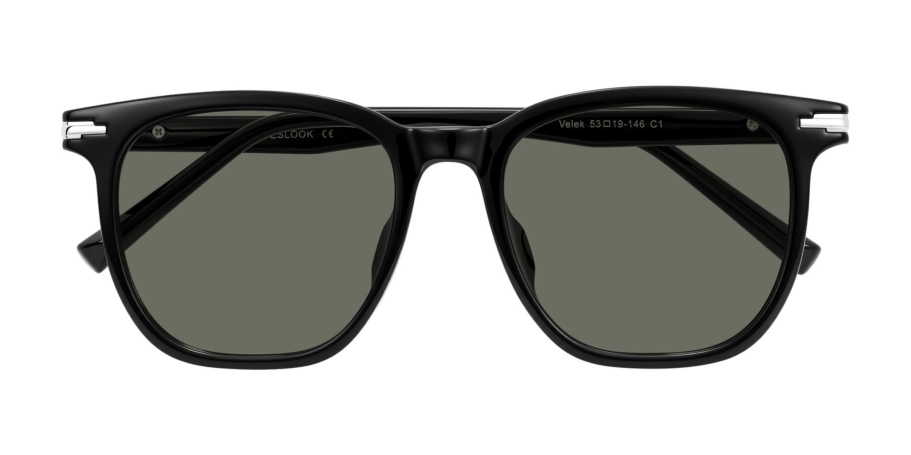 Folded Front of Velek in Black with Gray Polarized Lenses