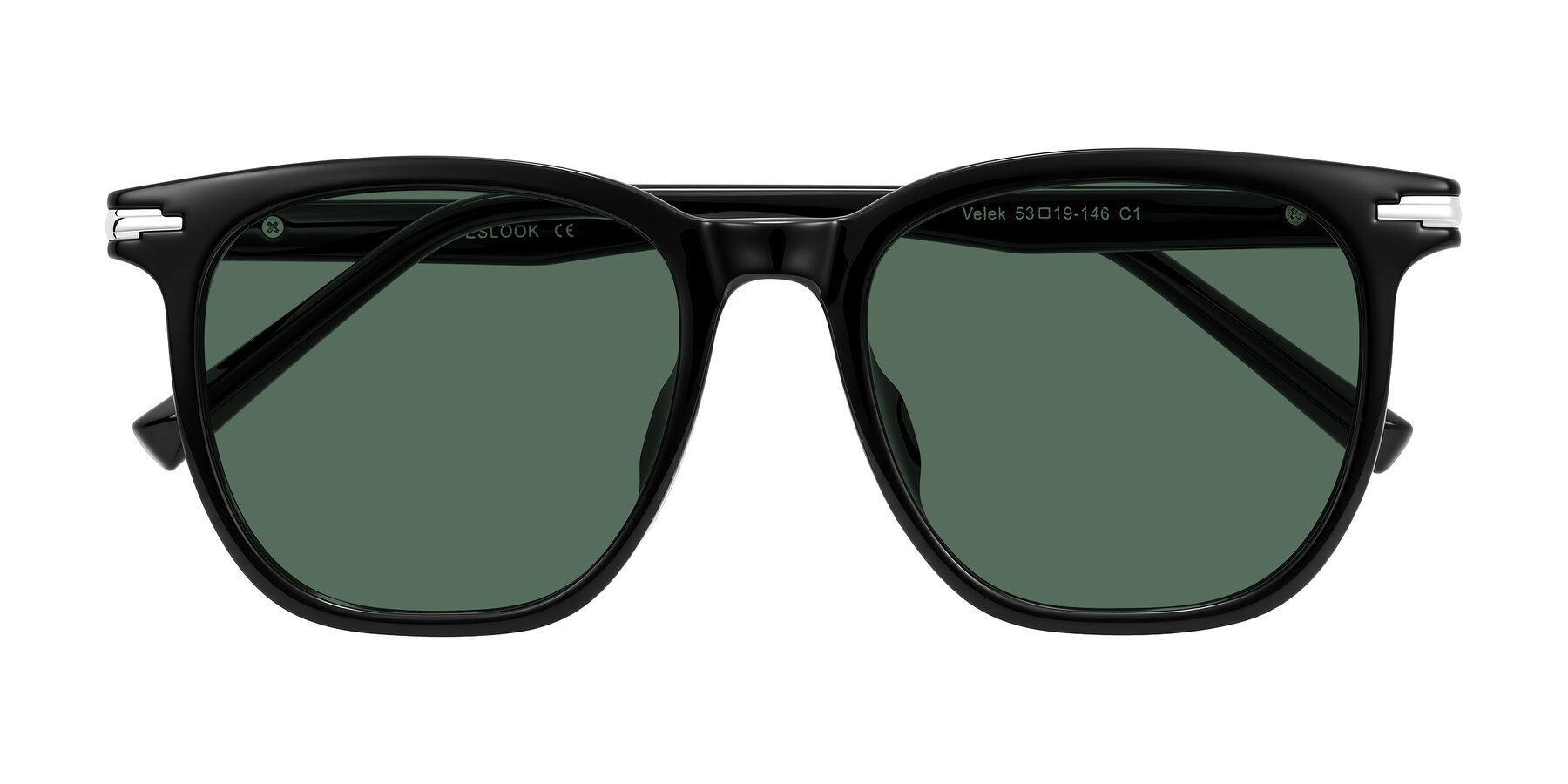 Folded Front of Velek in Black with Green Polarized Lenses