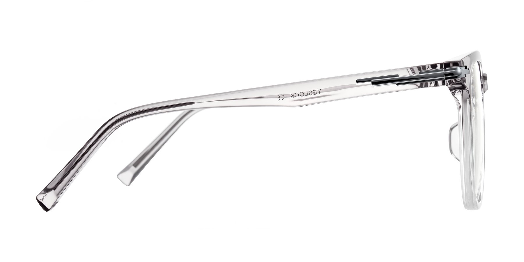 Side of Velek in Gradient Crystal Gray with Clear Reading Eyeglass Lenses