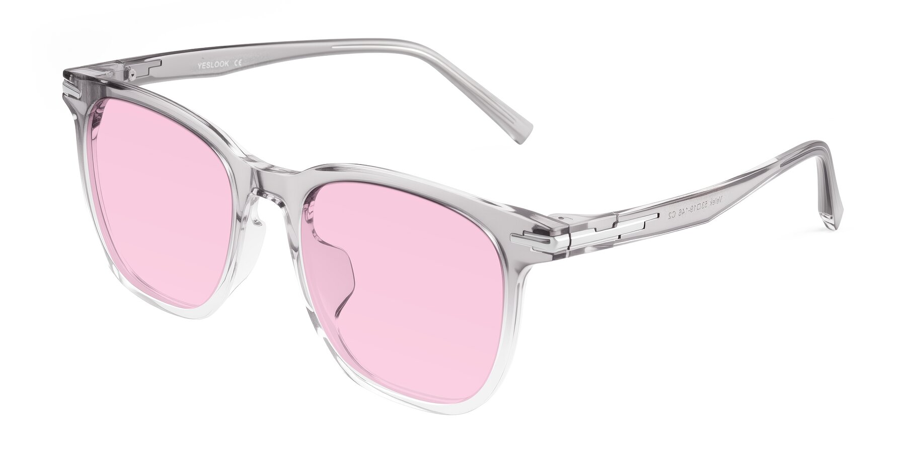 Angle of Velek in Gradient Crystal Gray with Light Pink Tinted Lenses