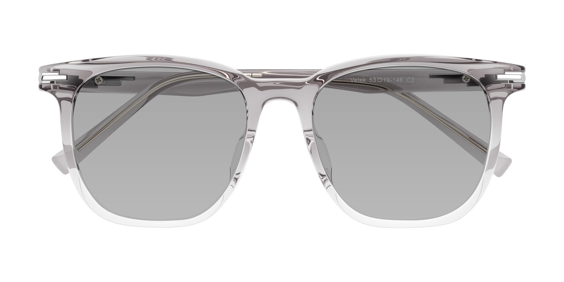Folded Front of Velek in Gradient Crystal Gray with Light Gray Tinted Lenses