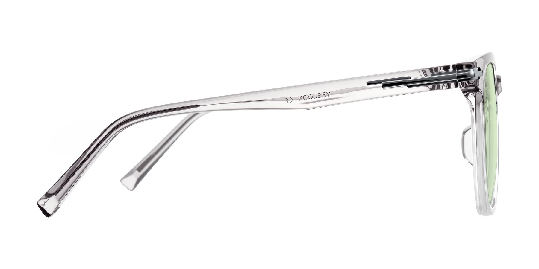 Side of Velek in Gradient Crystal Gray with Light Green Tinted Lenses