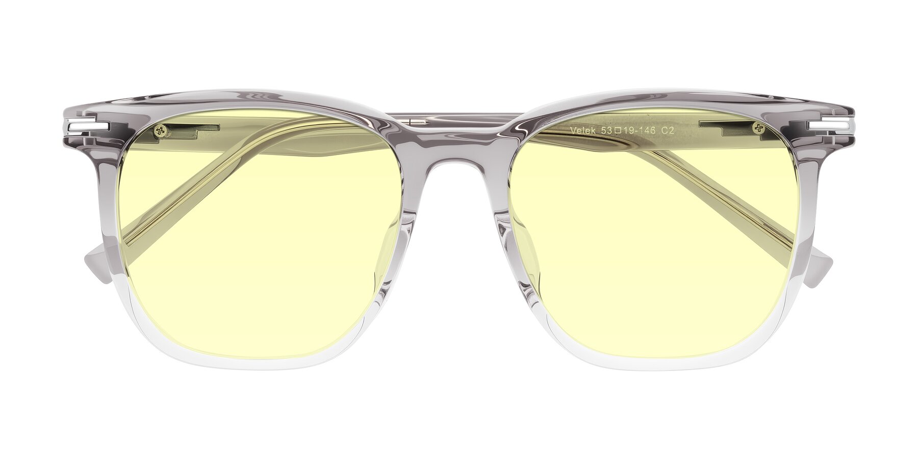 Folded Front of Velek in Gradient Crystal Gray with Light Yellow Tinted Lenses