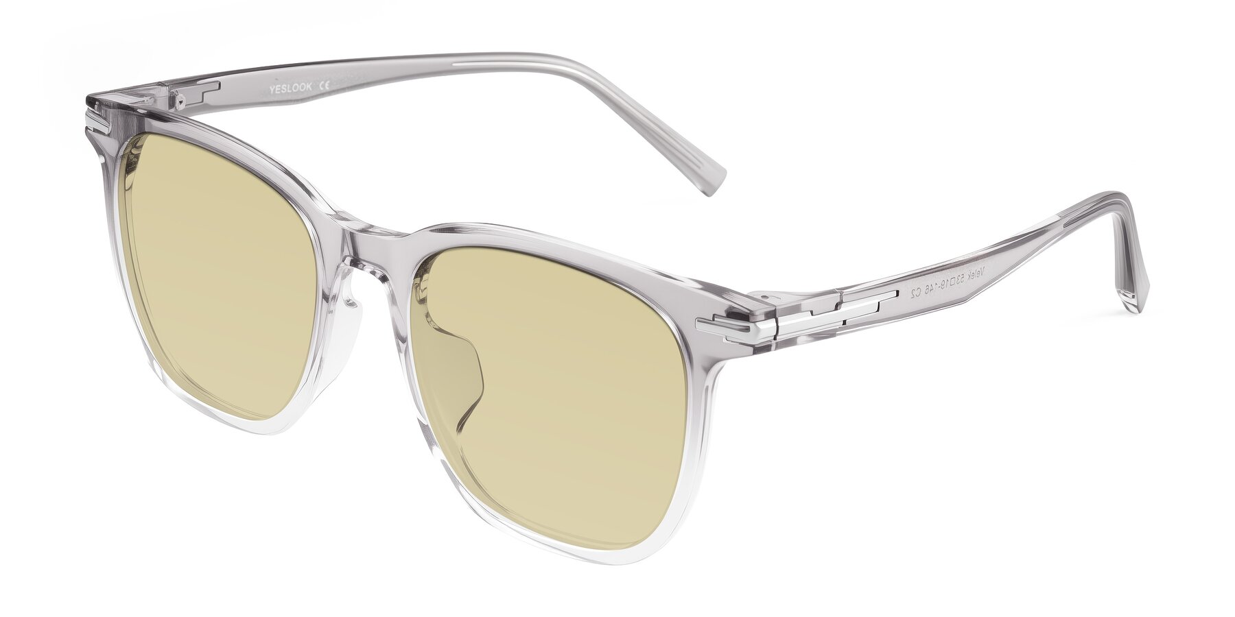 Angle of Velek in Gradient Crystal Gray with Light Champagne Tinted Lenses