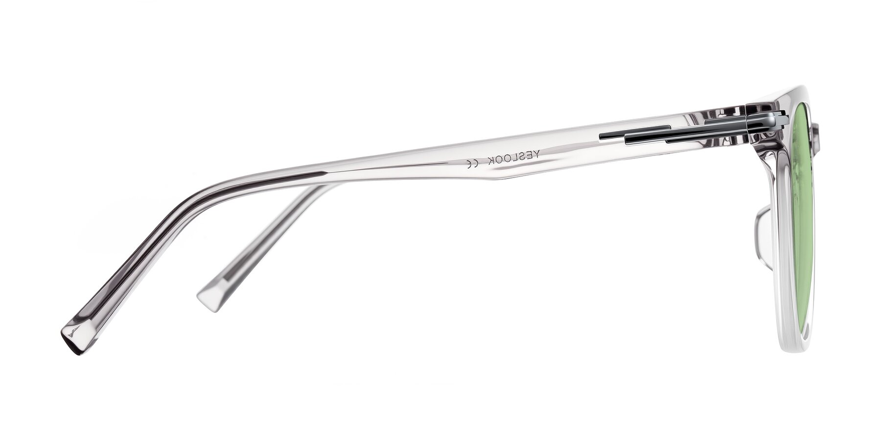 Side of Velek in Gradient Crystal Gray with Medium Green Tinted Lenses