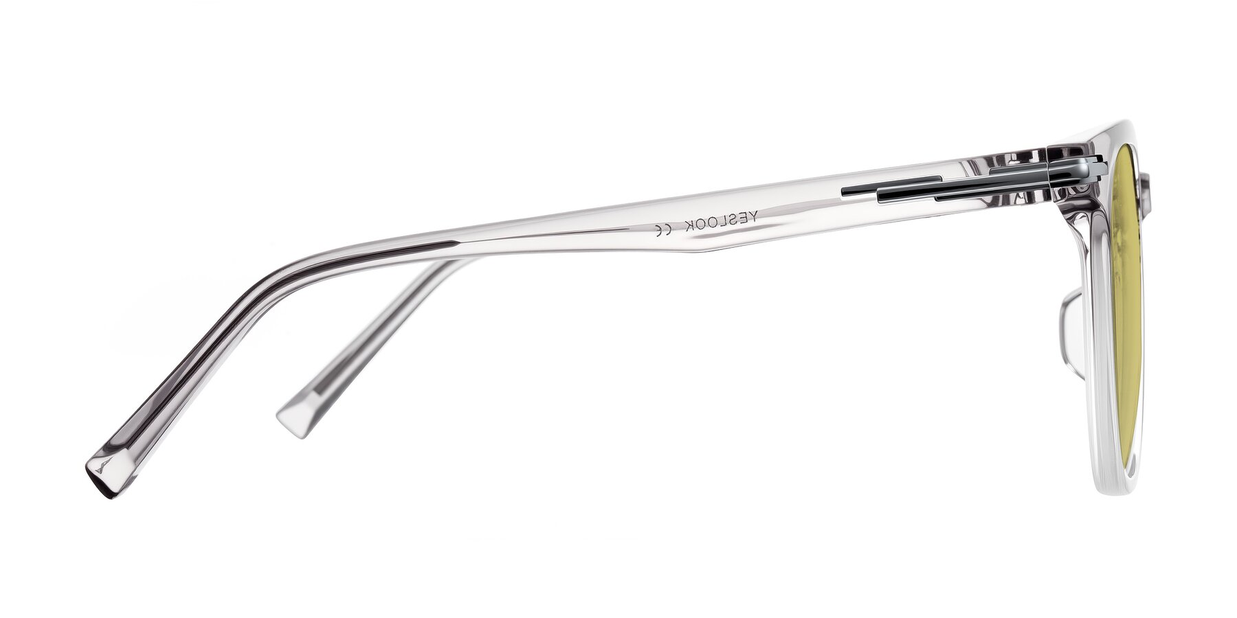 Side of Velek in Gradient Crystal Gray with Medium Champagne Tinted Lenses