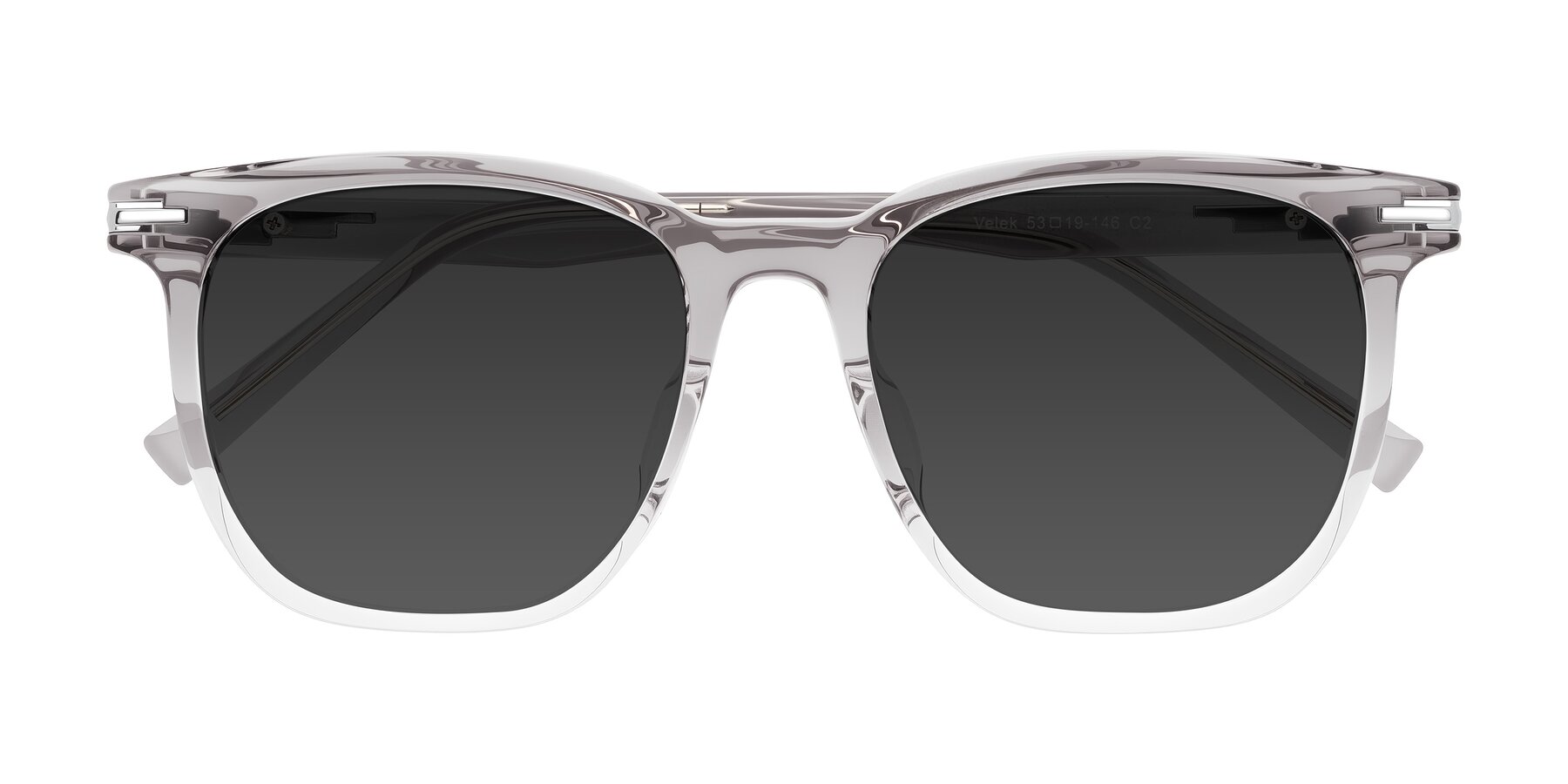 Folded Front of Velek in Gradient Crystal Gray with Gray Tinted Lenses
