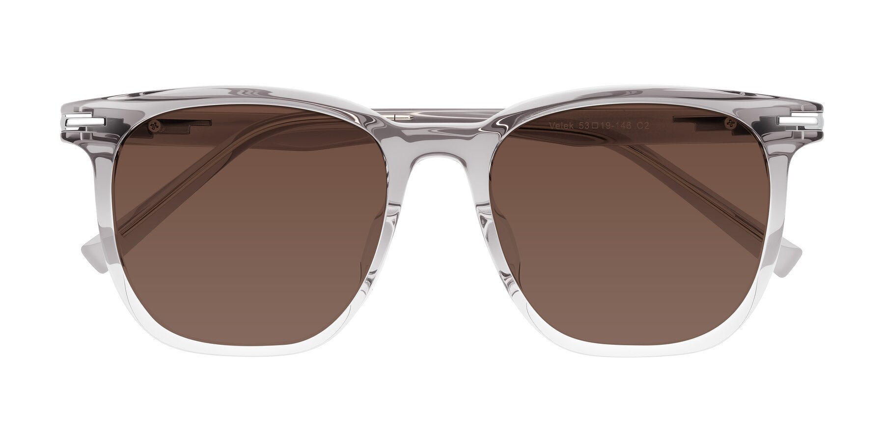 Folded Front of Velek in Gradient Crystal Gray with Brown Tinted Lenses