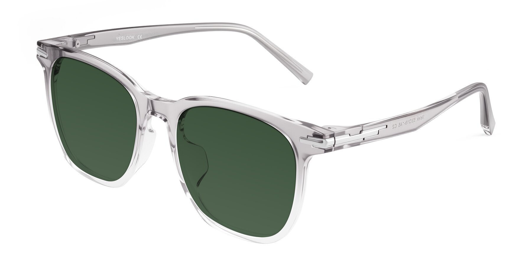Angle of Velek in Gradient Crystal Gray with Green Tinted Lenses