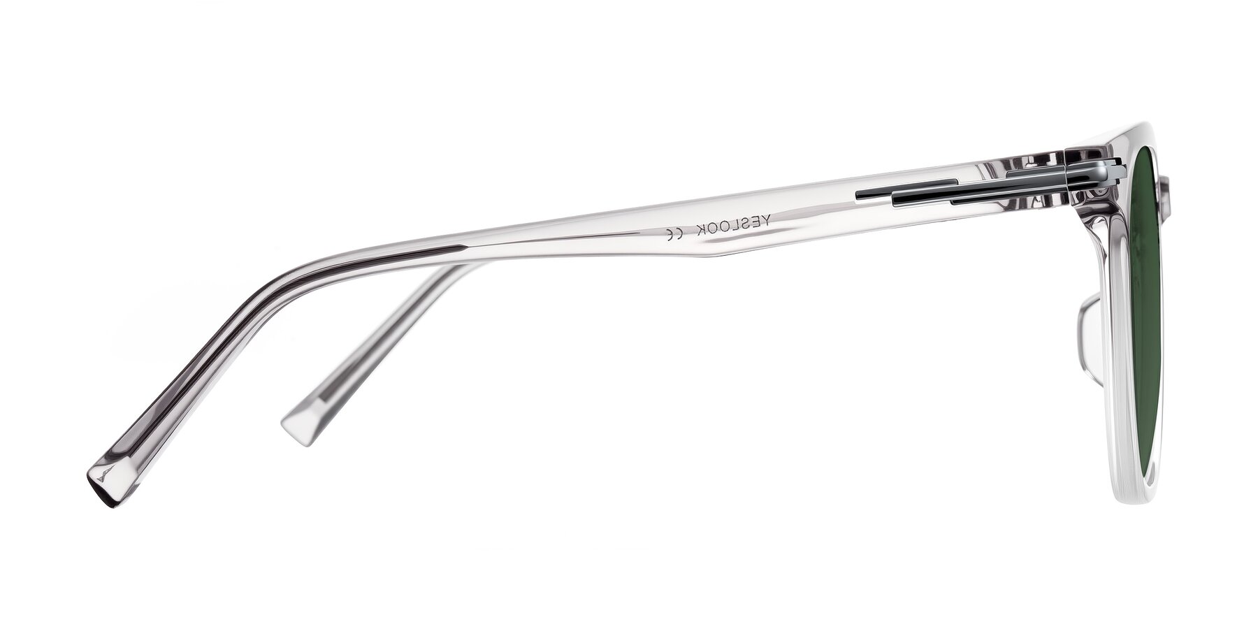 Side of Velek in Gradient Crystal Gray with Green Tinted Lenses