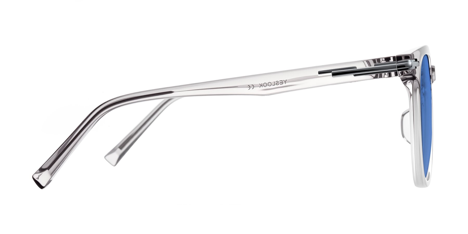 Side of Velek in Gradient Crystal Gray with Blue Tinted Lenses