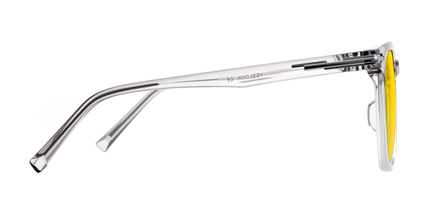 Side of Velek in Gradient Crystal Gray with Yellow Tinted Lenses