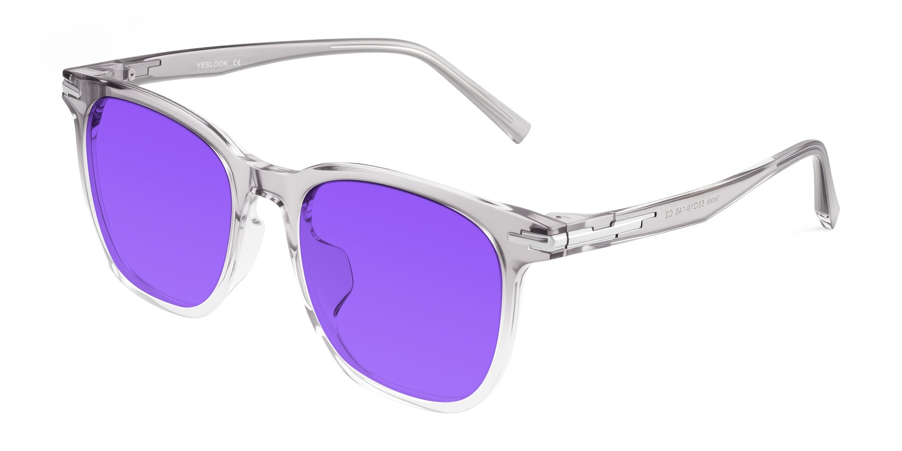 Angle of Velek in Gradient Crystal Gray with Purple Tinted Lenses