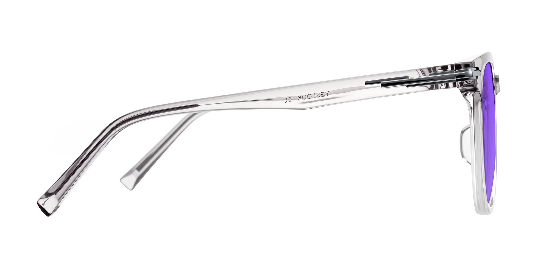 Side of Velek in Gradient Crystal Gray with Purple Tinted Lenses