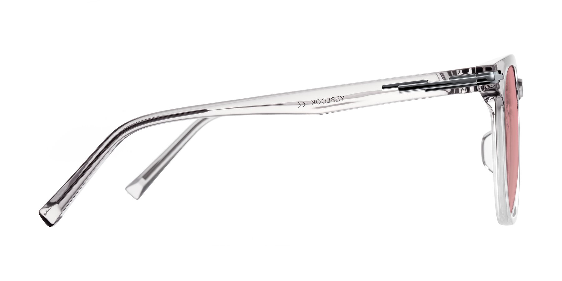 Side of Velek in Gradient Crystal Gray with Medium Garnet Tinted Lenses