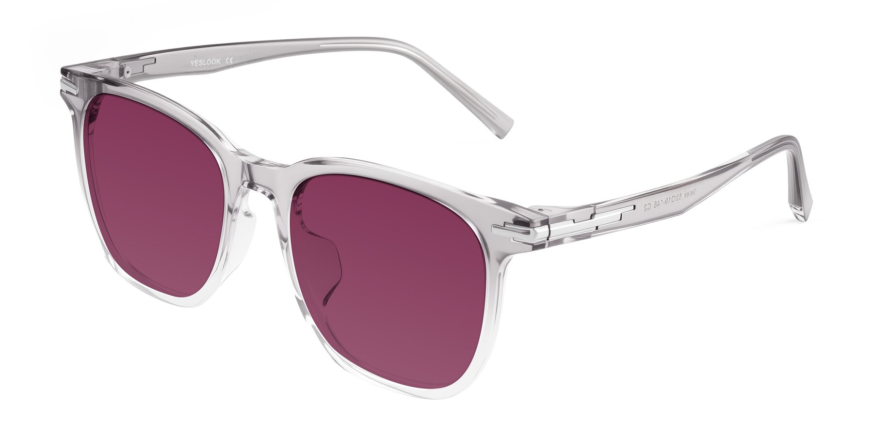 Angle of Velek in Gradient Crystal Gray with Wine Tinted Lenses