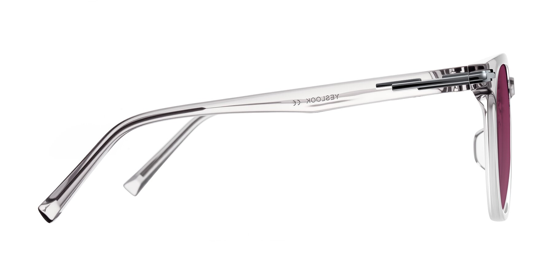 Side of Velek in Gradient Crystal Gray with Wine Tinted Lenses