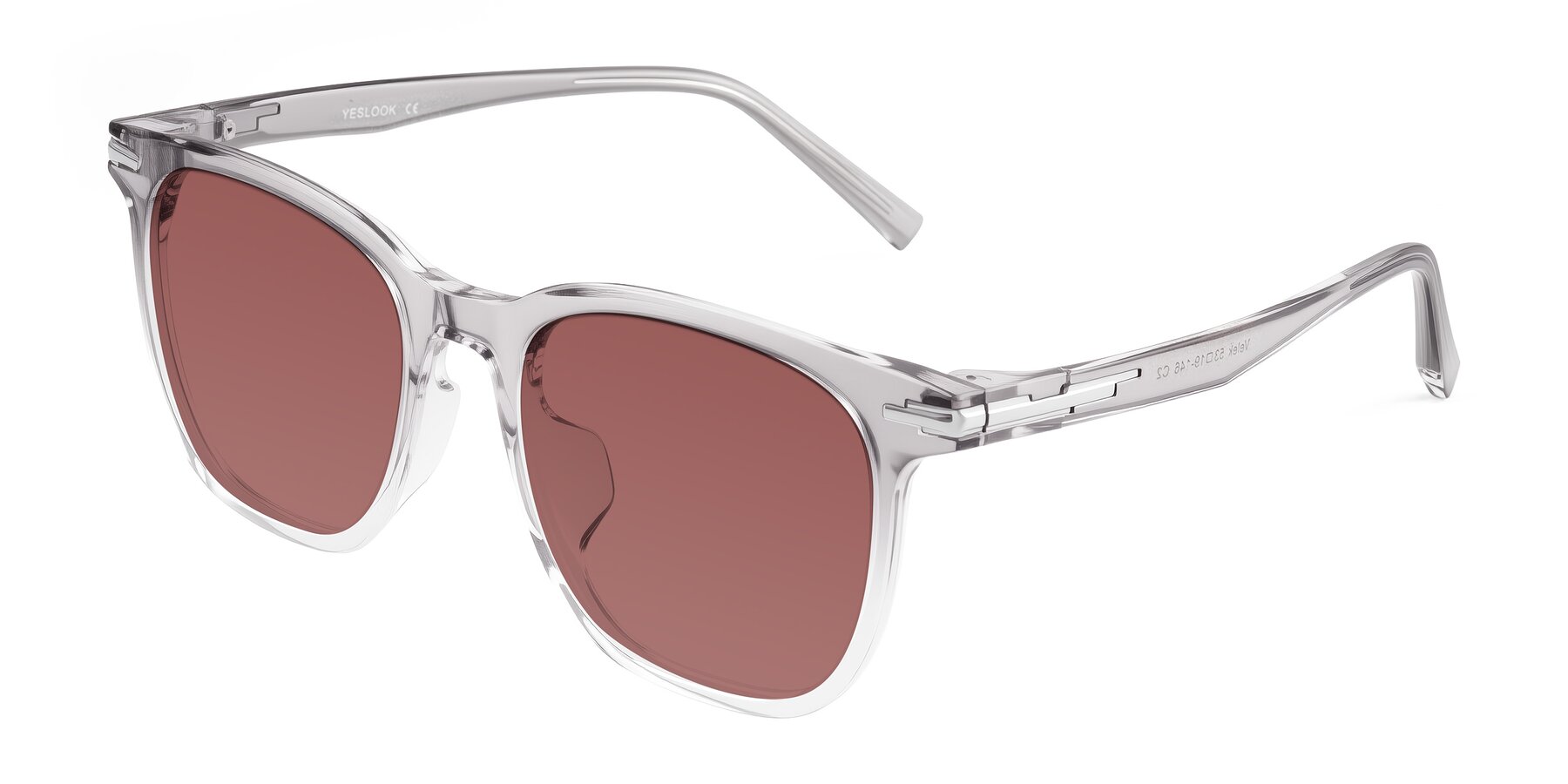 Angle of Velek in Gradient Crystal Gray with Garnet Tinted Lenses