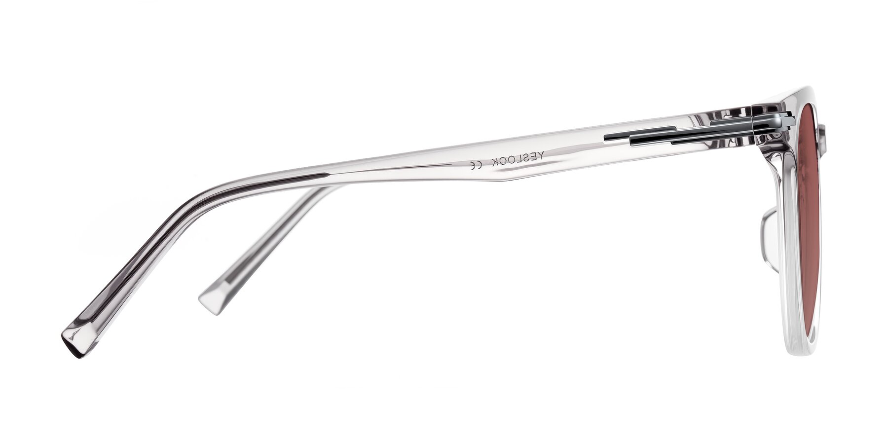 Side of Velek in Gradient Crystal Gray with Garnet Tinted Lenses