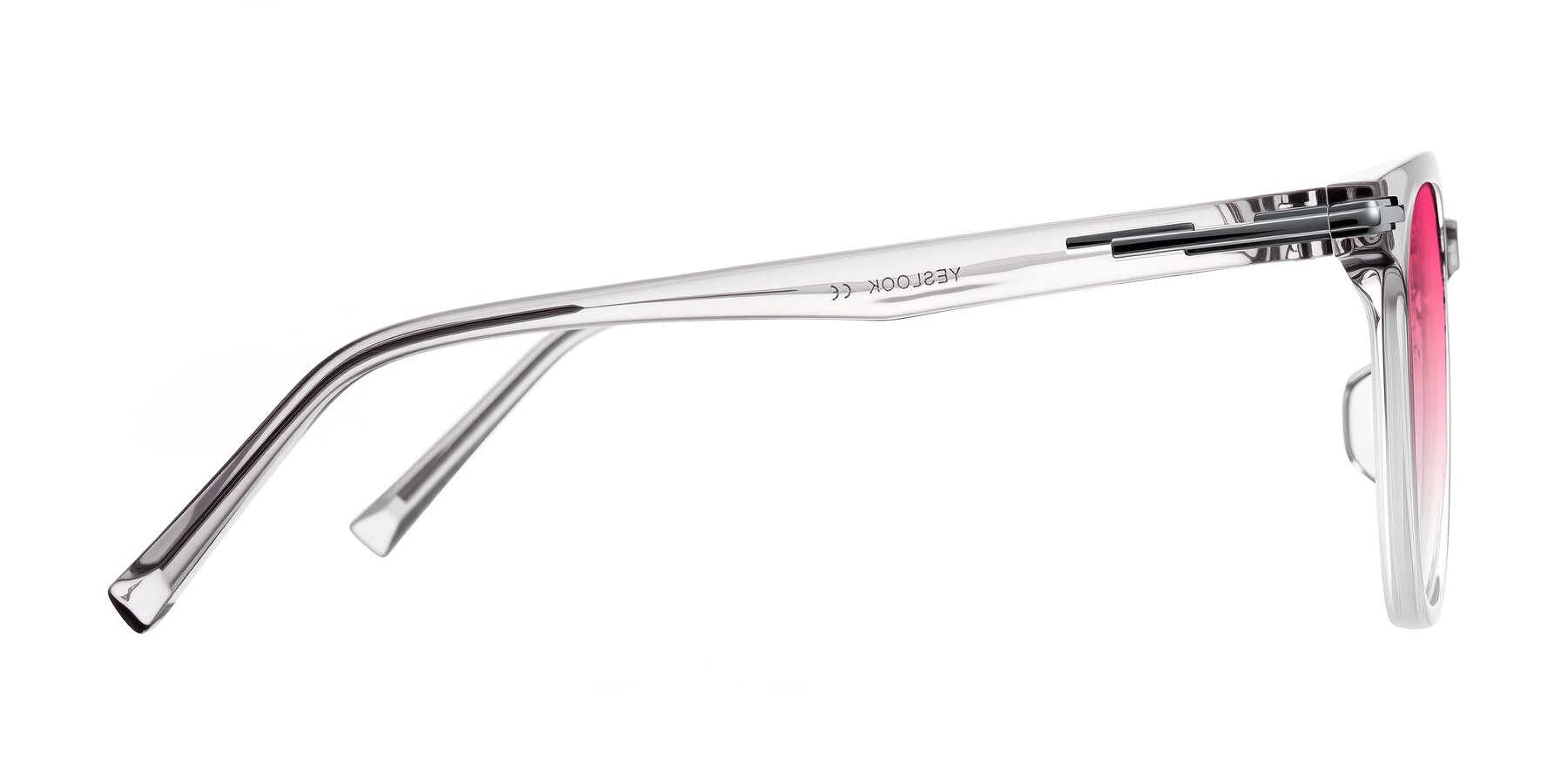 Side of Velek in Gradient Crystal Gray with Pink Gradient Lenses