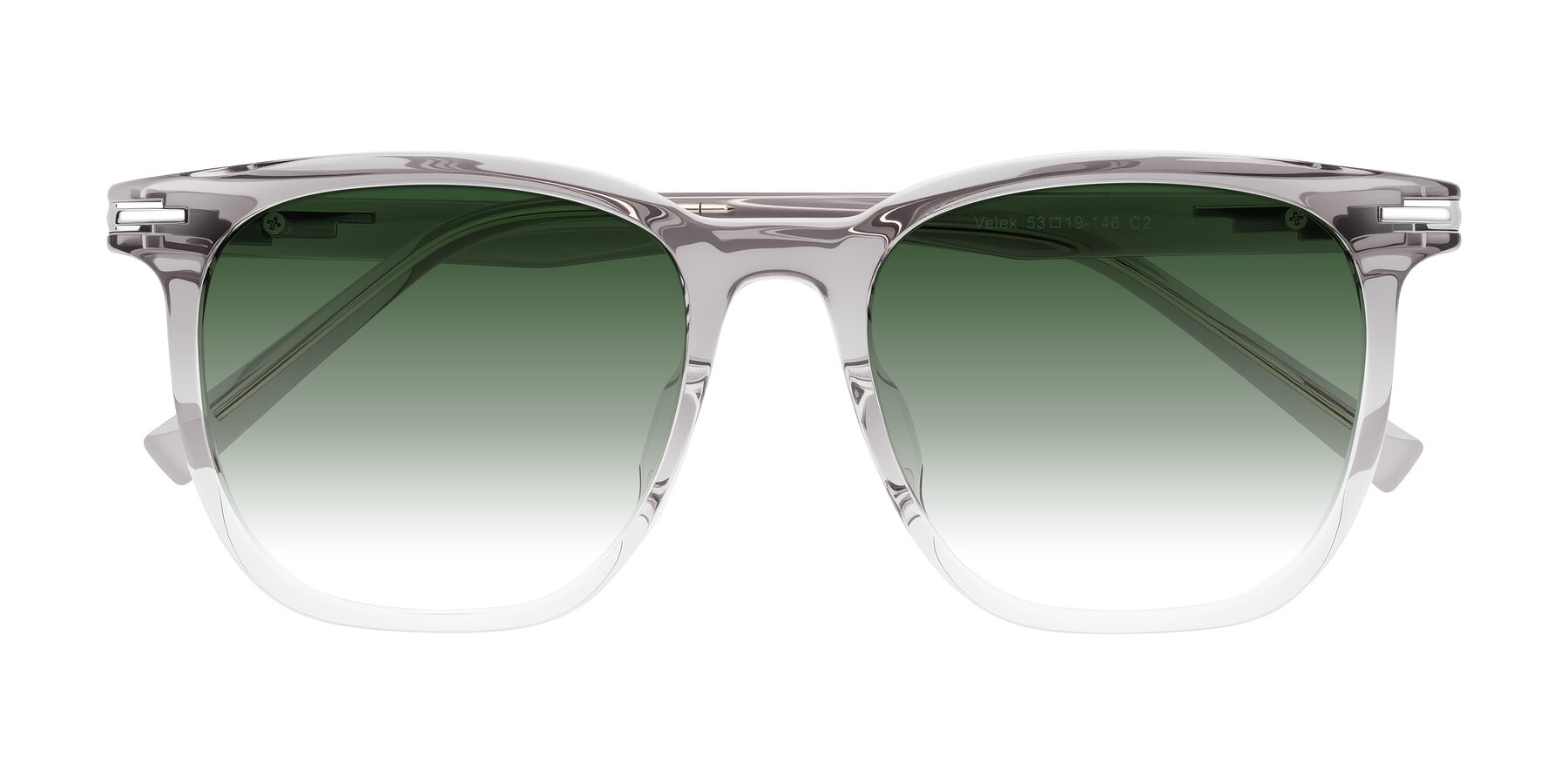 Folded Front of Velek in Gradient Crystal Gray with Green Gradient Lenses