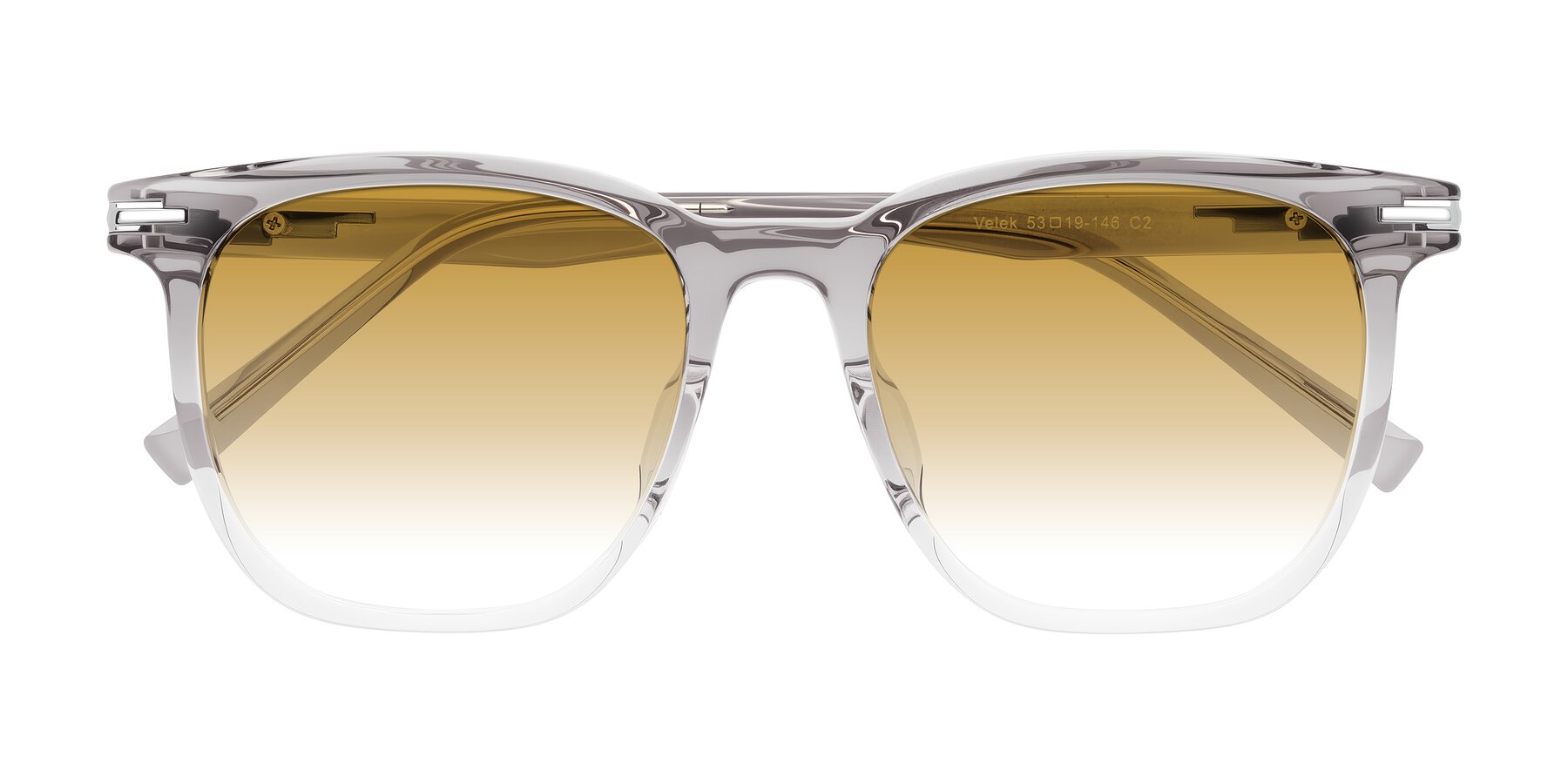 Folded Front of Velek in Gradient Crystal Gray with Champagne Gradient Lenses
