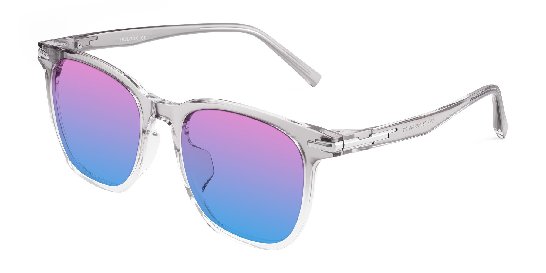 Angle of Velek in Gradient Crystal Gray with Pink / Blue Gradient Lenses