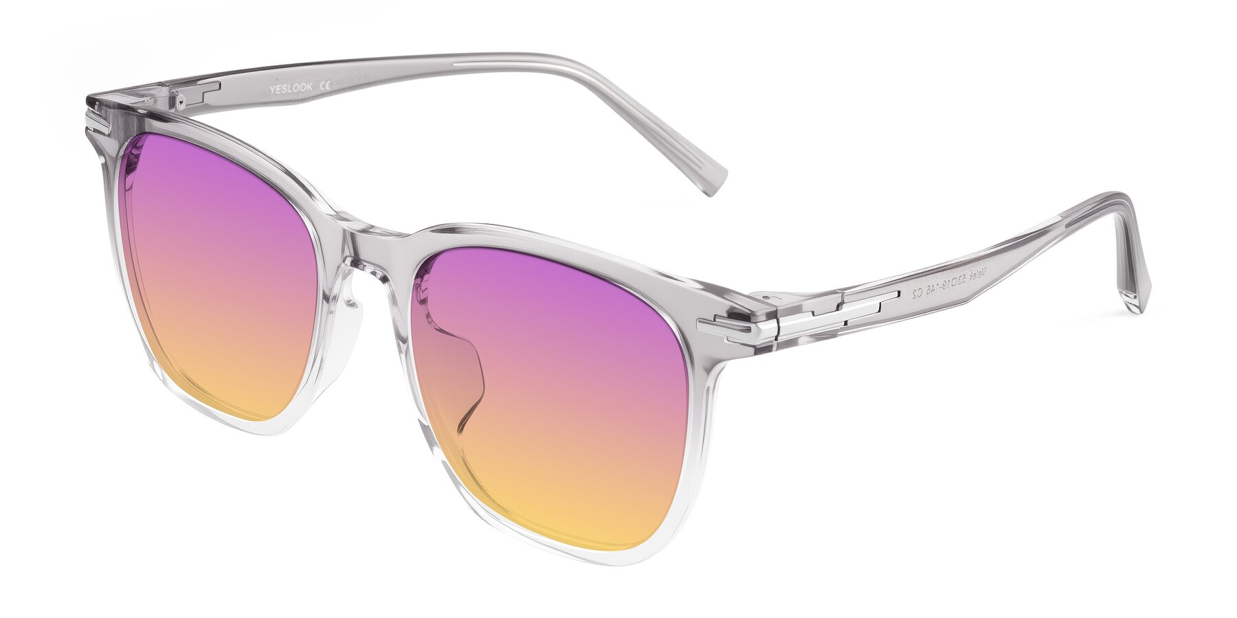 Angle of Velek in Gradient Crystal Gray with Purple / Yellow Gradient Lenses