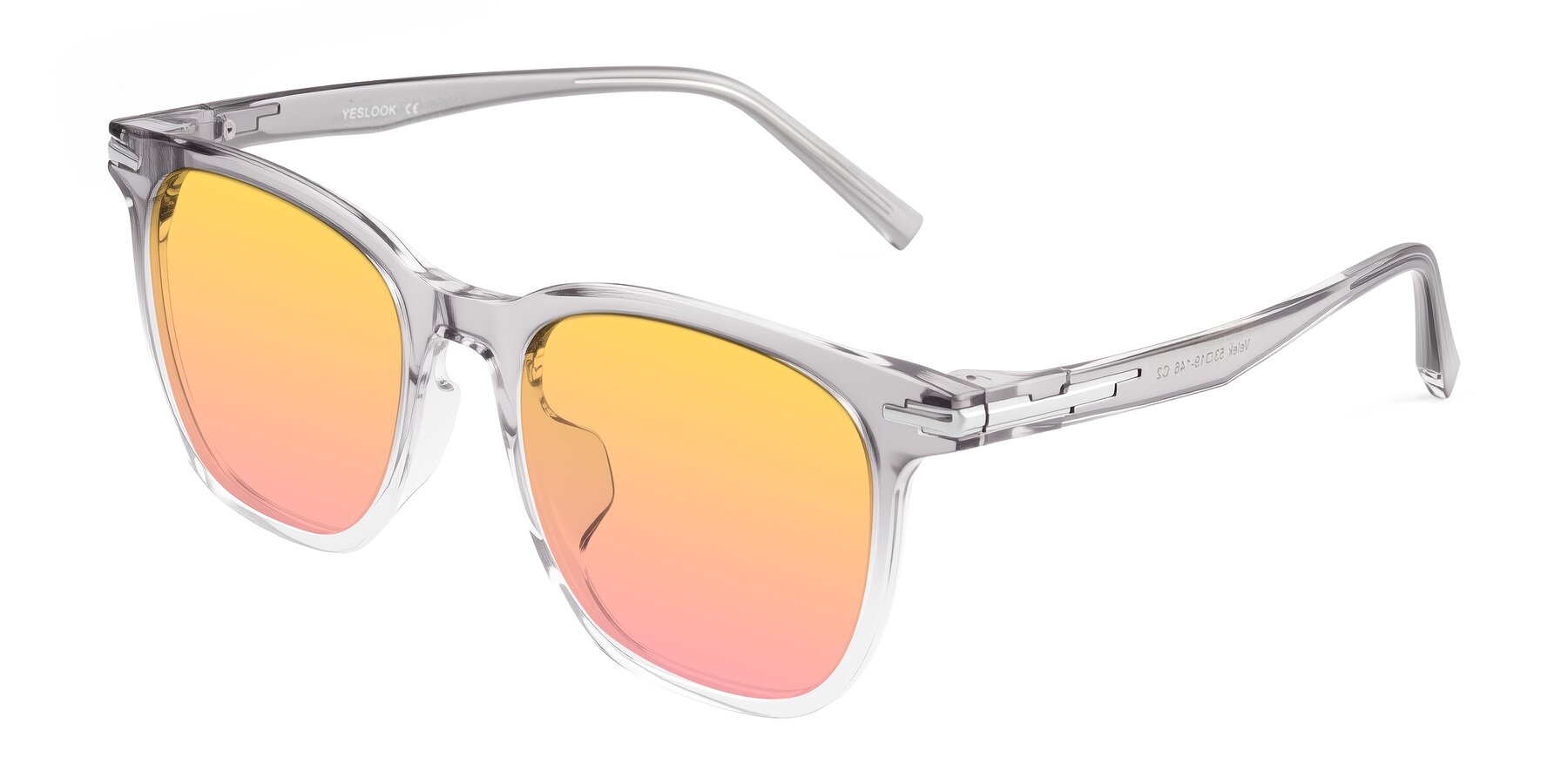 Angle of Velek in Gradient Crystal Gray with Yellow / Pink Gradient Lenses