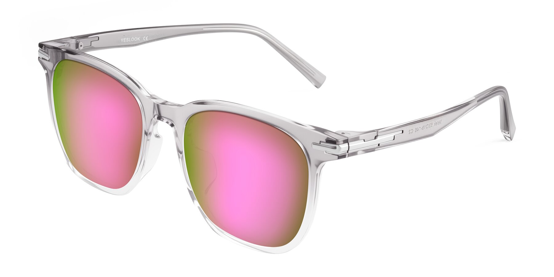 Angle of Velek in Gradient Crystal Gray with Pink Mirrored Lenses