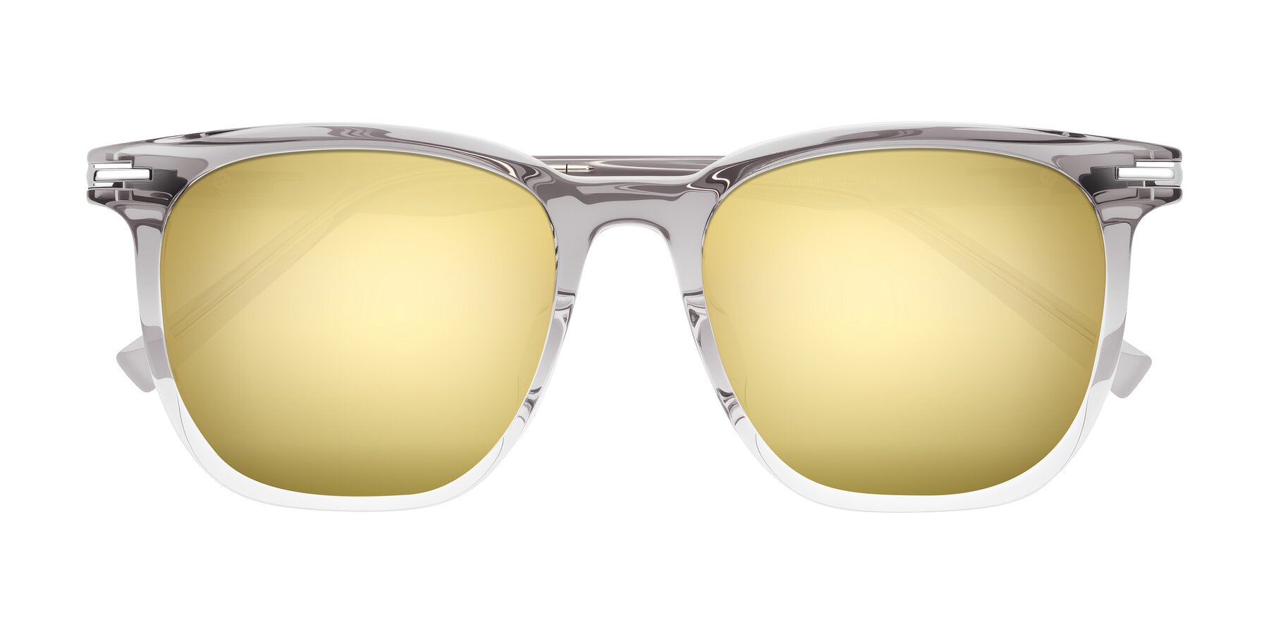 Folded Front of Velek in Gradient Crystal Gray with Gold Mirrored Lenses