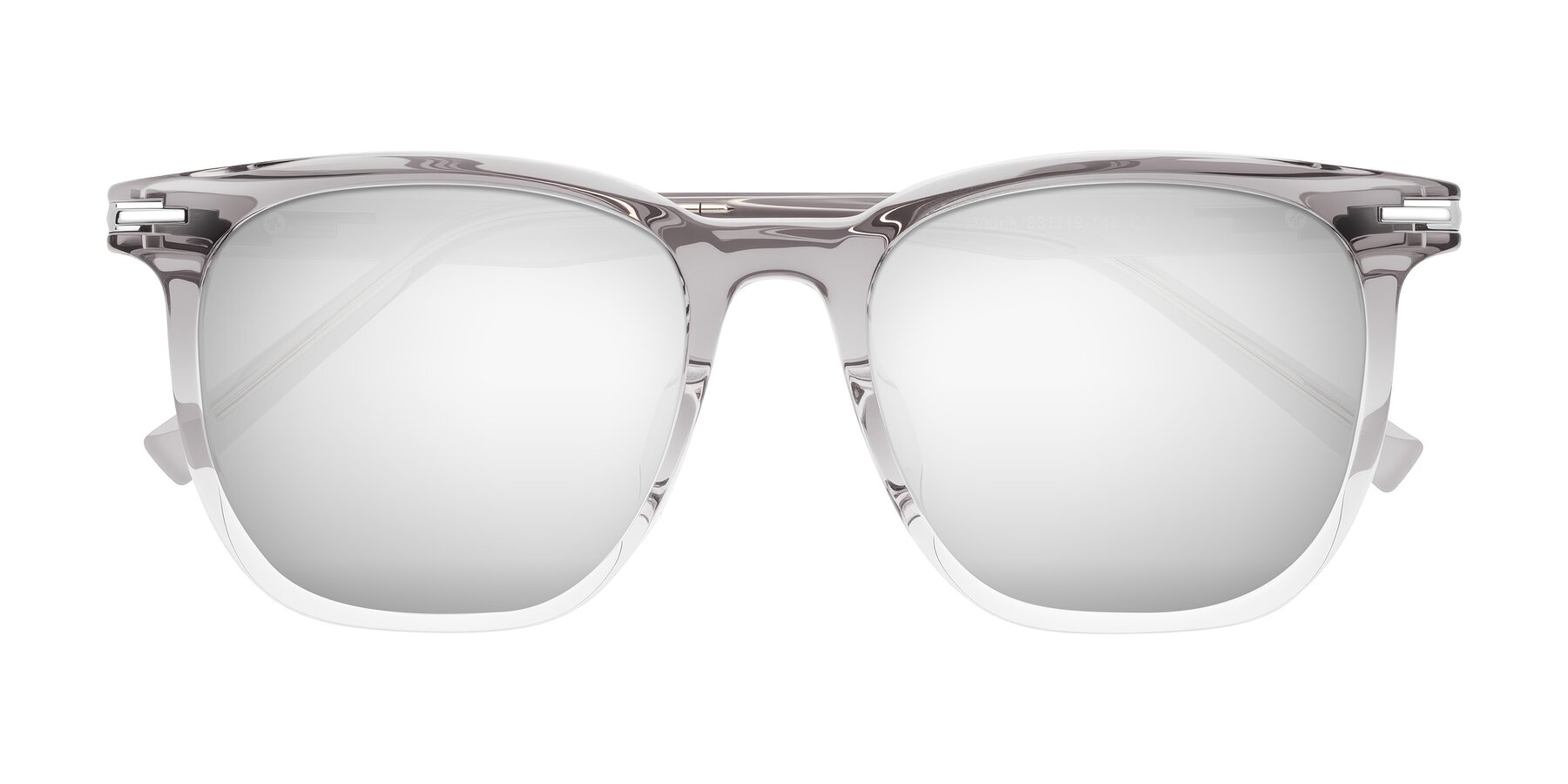 Folded Front of Velek in Gradient Crystal Gray with Silver Mirrored Lenses