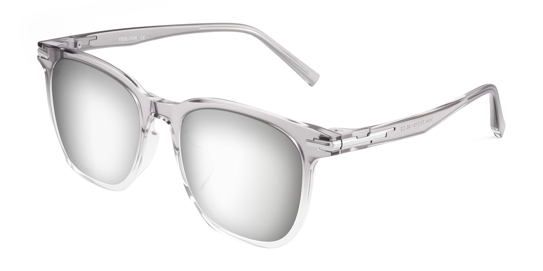 Angle of Velek in Gradient Crystal Gray with Silver Mirrored Lenses
